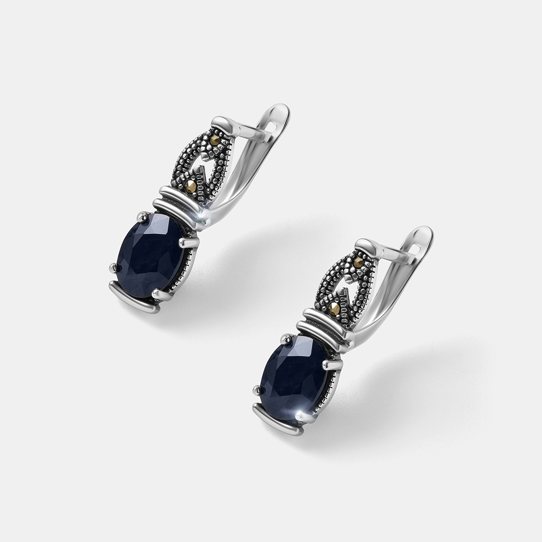 Серебряные серьги с сапфирами