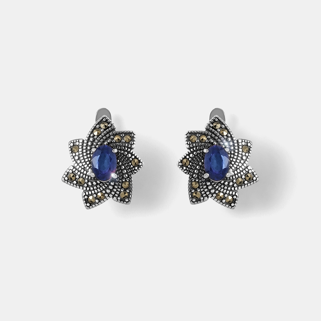 Серебряные серьги с сапфирами