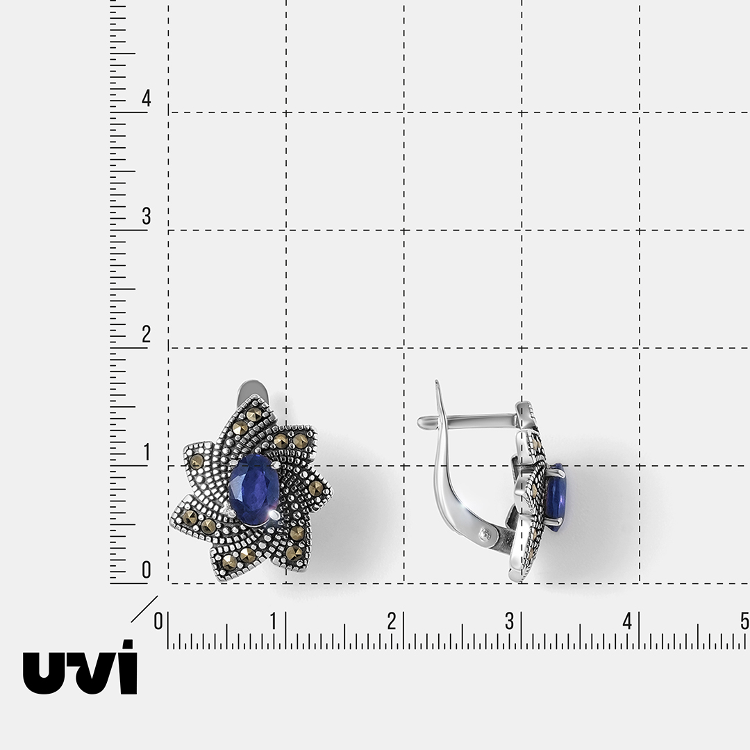 Серебряные серьги с сапфирами