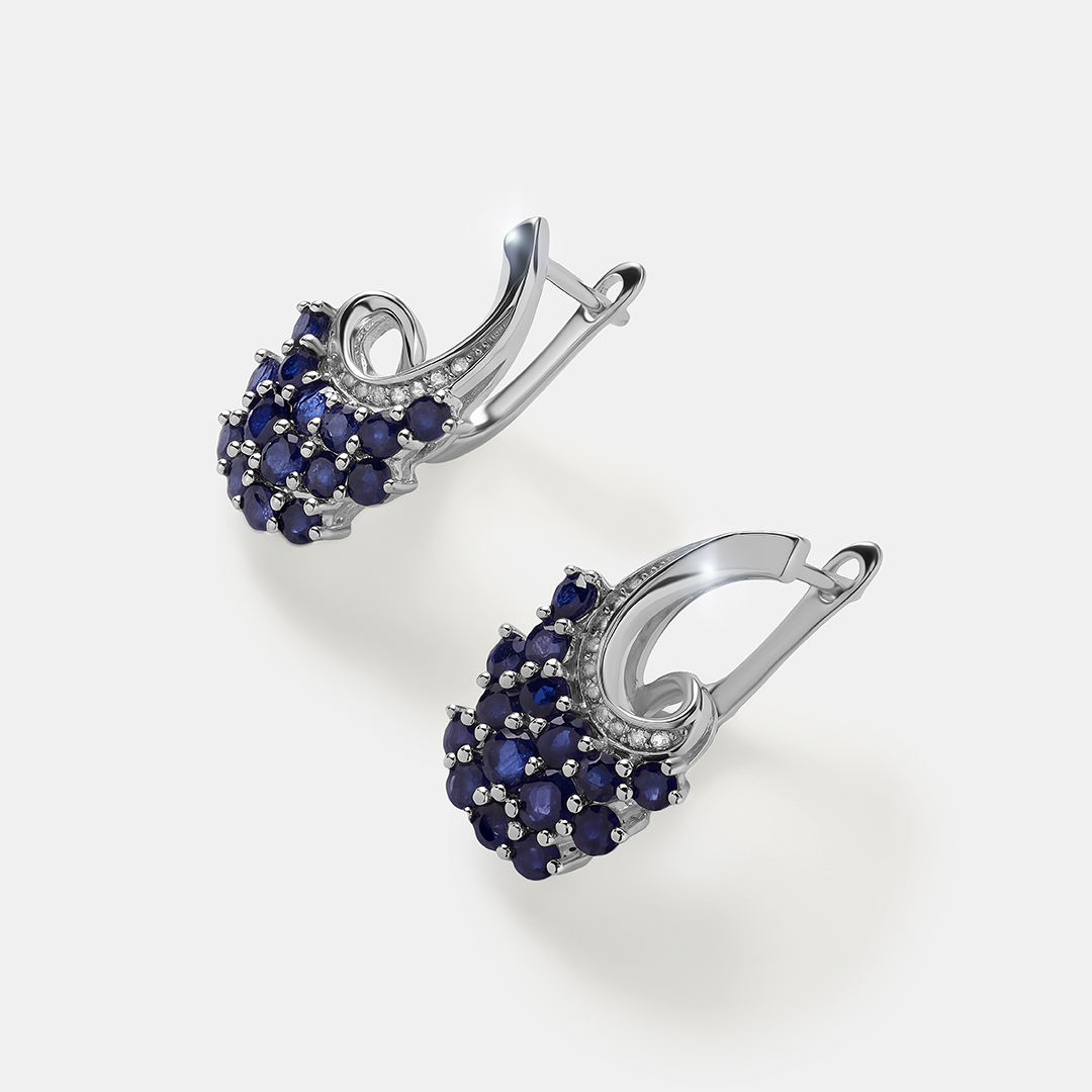 Серебряные серьги с сапфирами