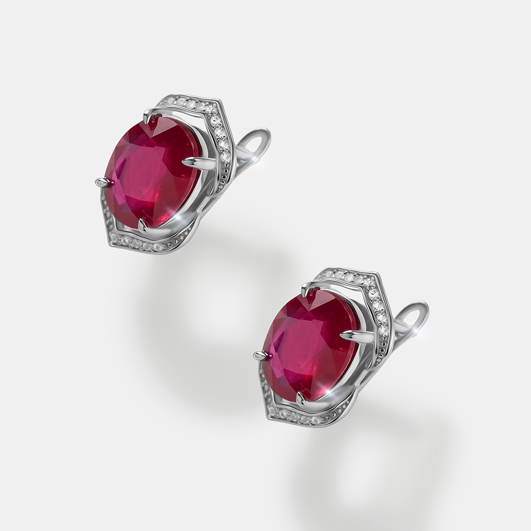 Серебряные серьги с рубинами