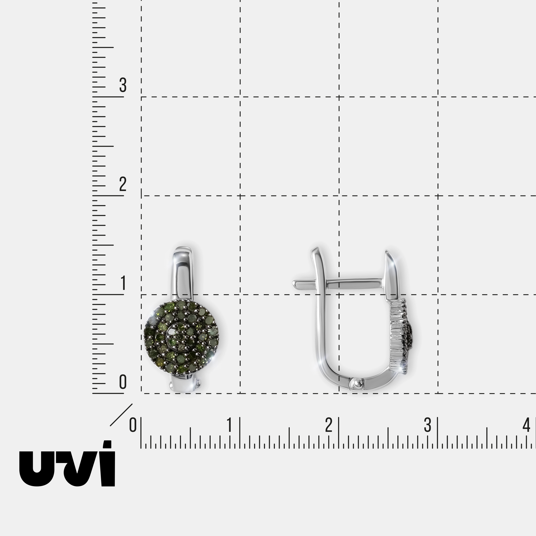 Серебряные серьги с зелеными бриллиантами