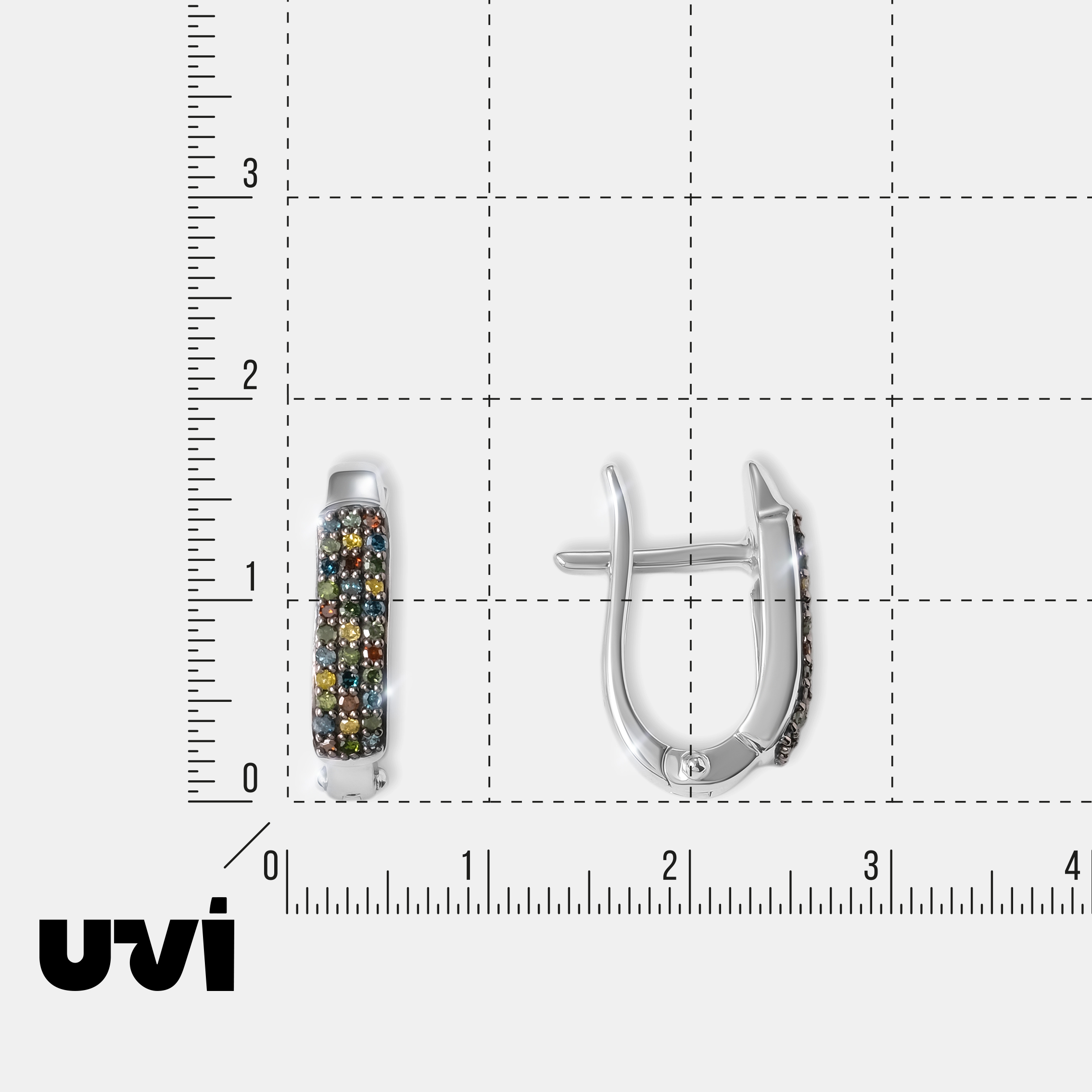 Серебряные серьги с цветными бриллиантами