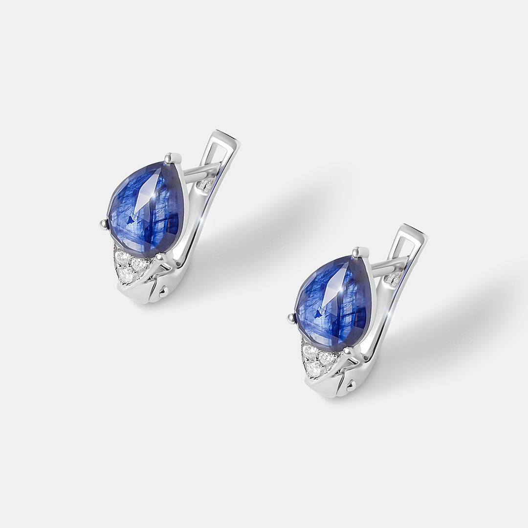 Серебряные серьги с сапфирами