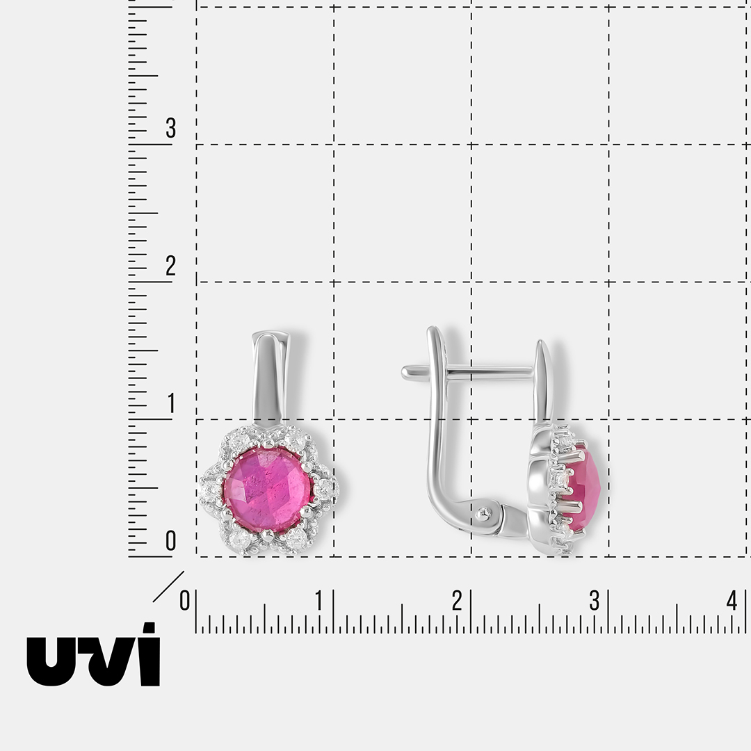 Серебряные серьги с рубинами "Цветы"