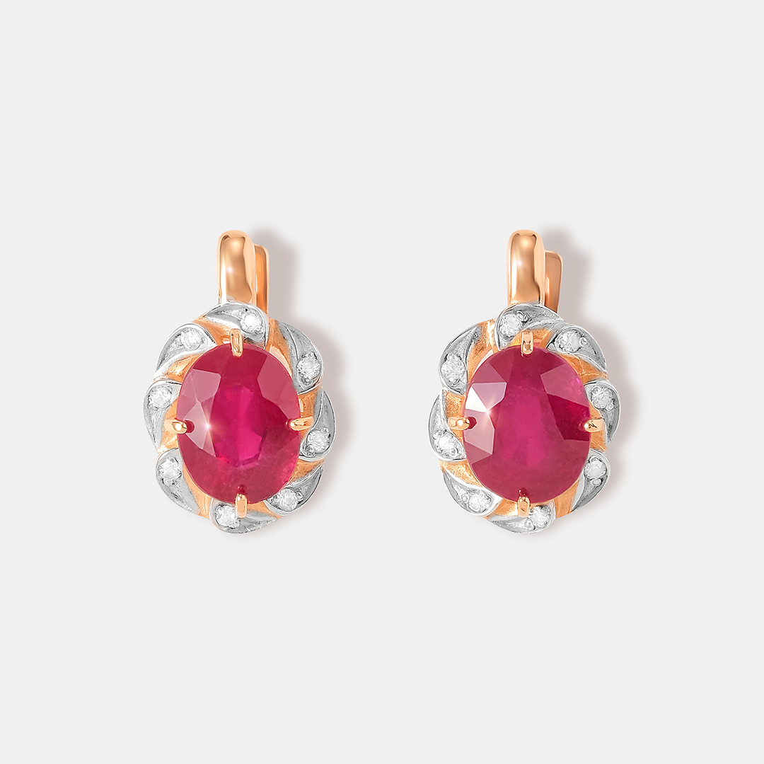 Серебряные серьги с рубинами