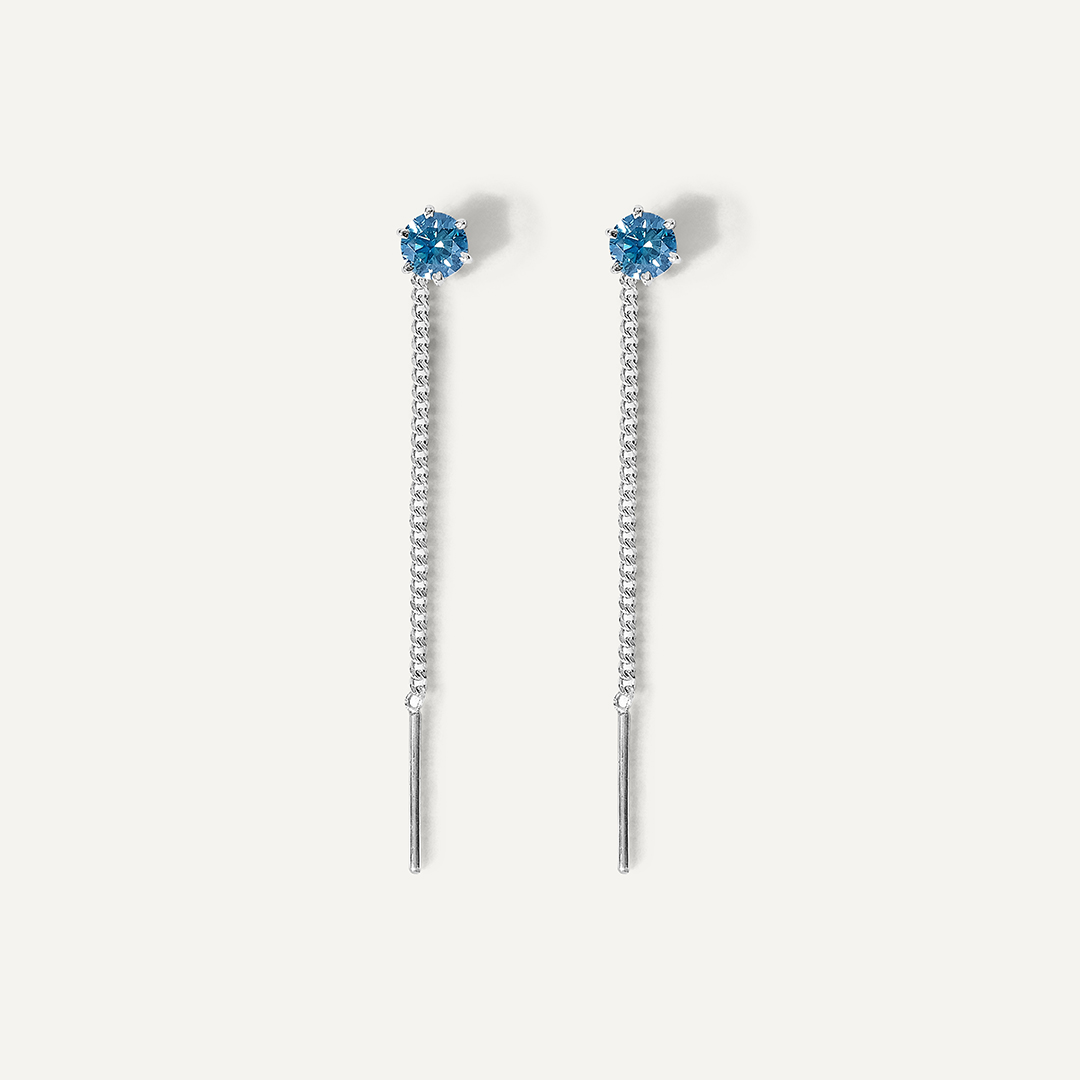 Серебряные серьги-протяжки с муассанитами