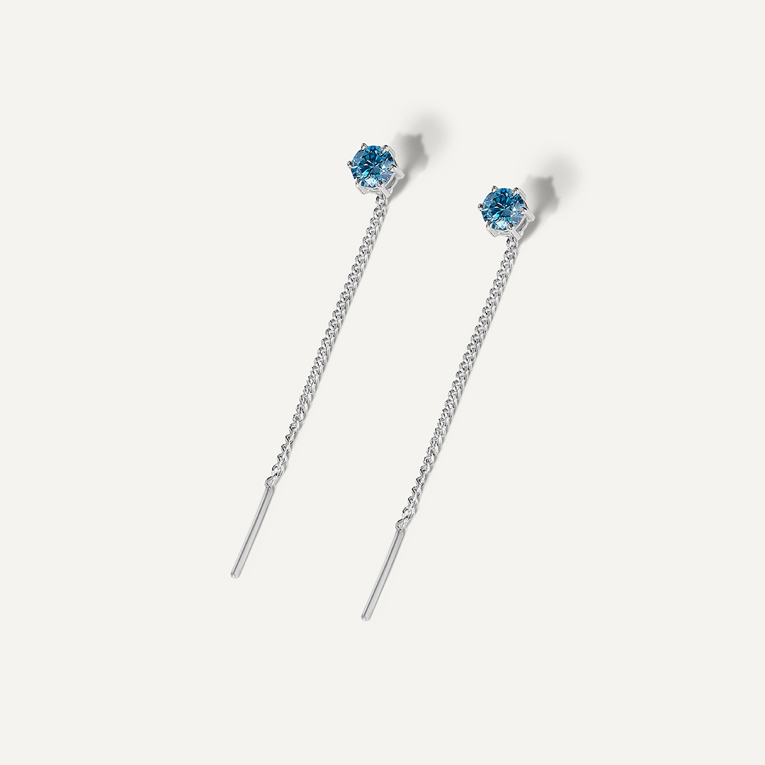 Серебряные серьги-протяжки с муассанитами