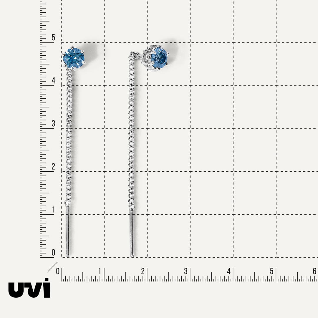 Серебряные серьги-протяжки с муассанитами