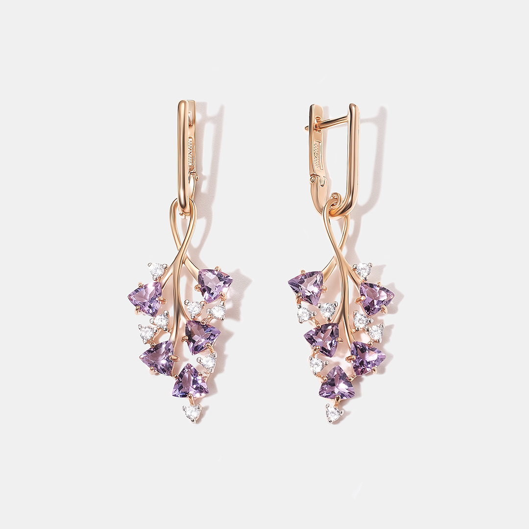 Серебряные серьги с аметистами