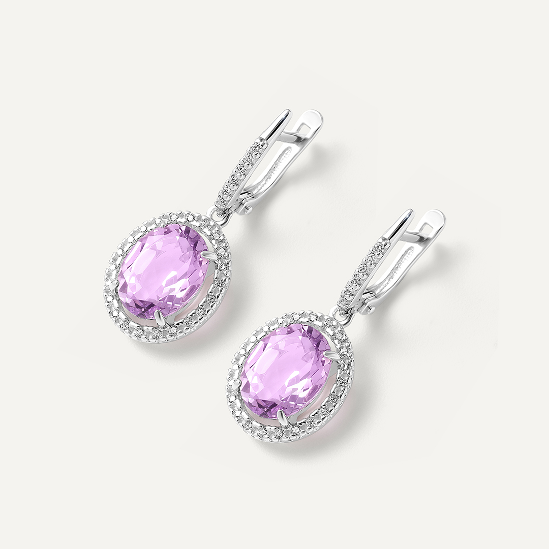 Серебряные серьги с аметистами