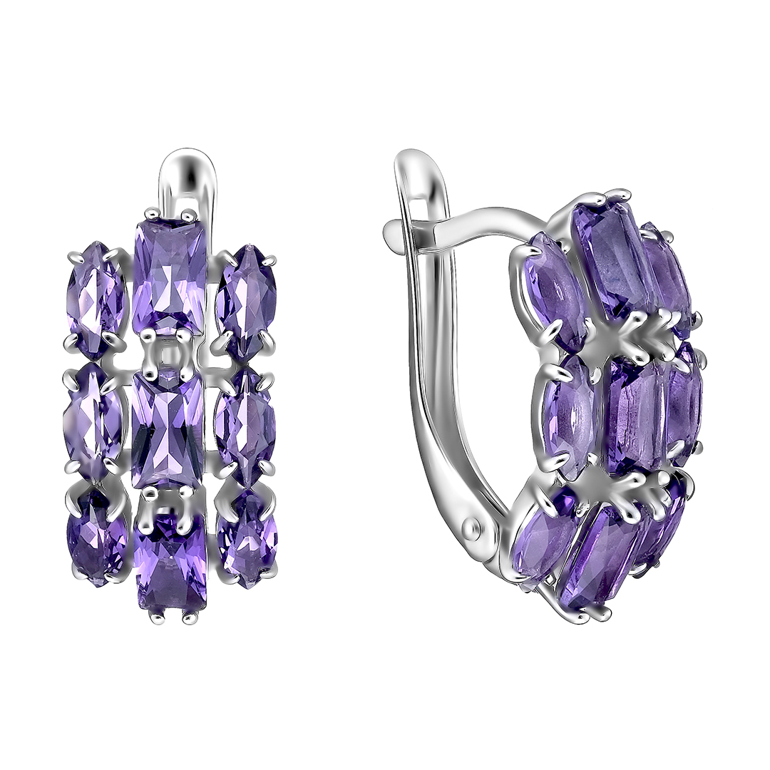 Серебряные серьги с аметистами