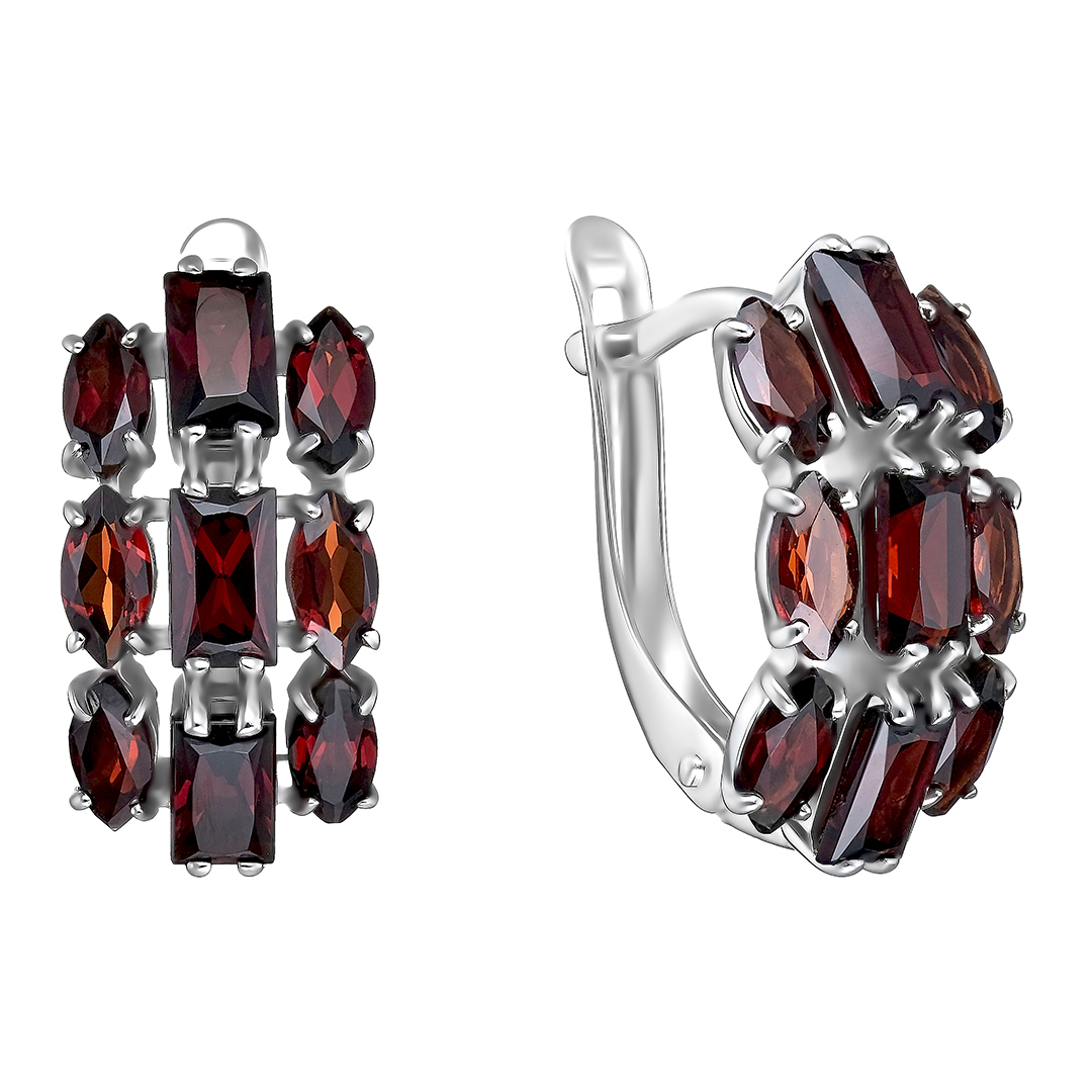 Серебряные серьги с гранатами