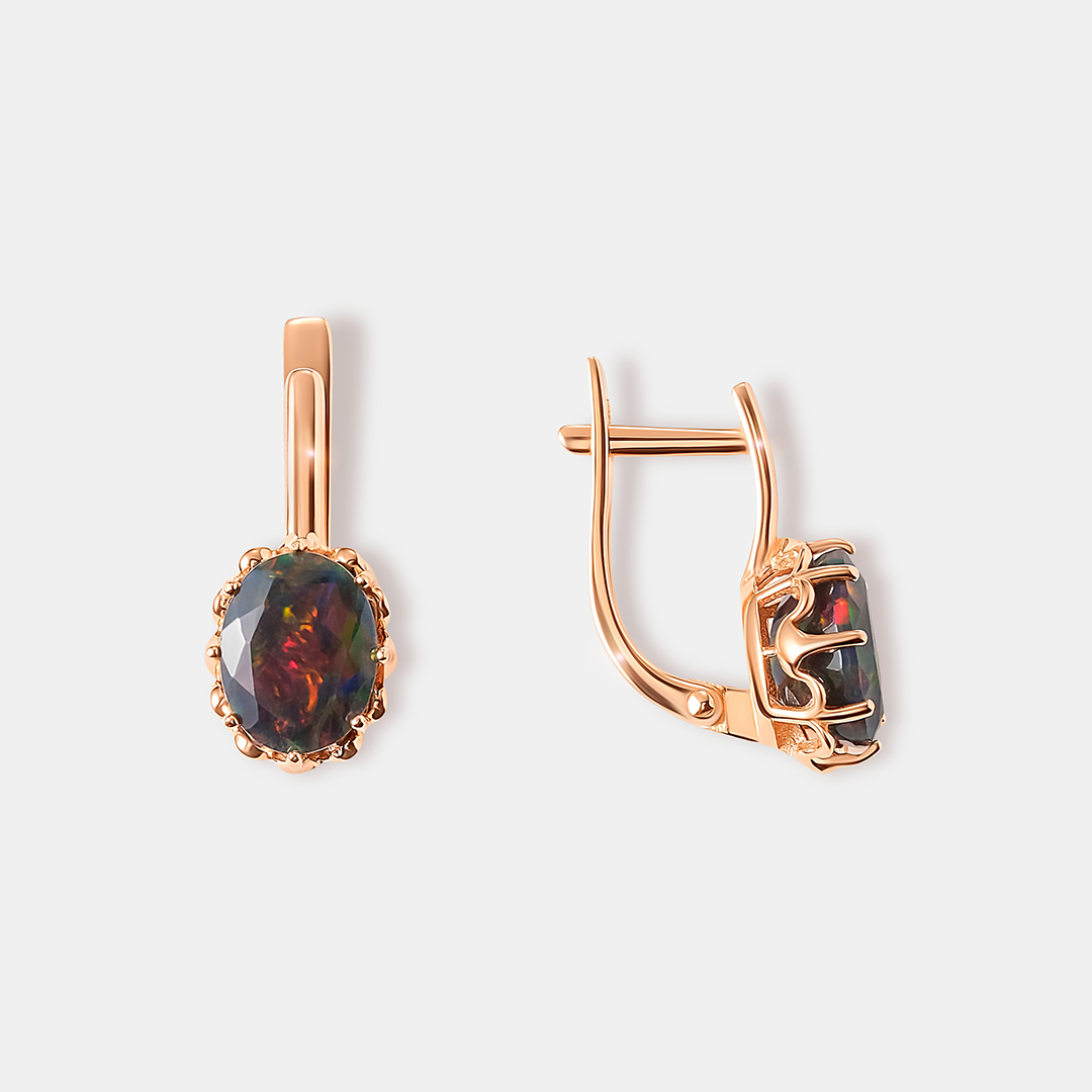 Серебряные серьги с черными опалами