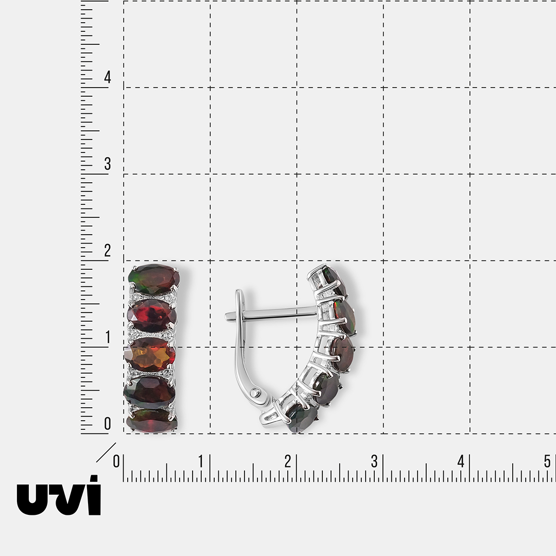 Серебряные серьги с черными опалами