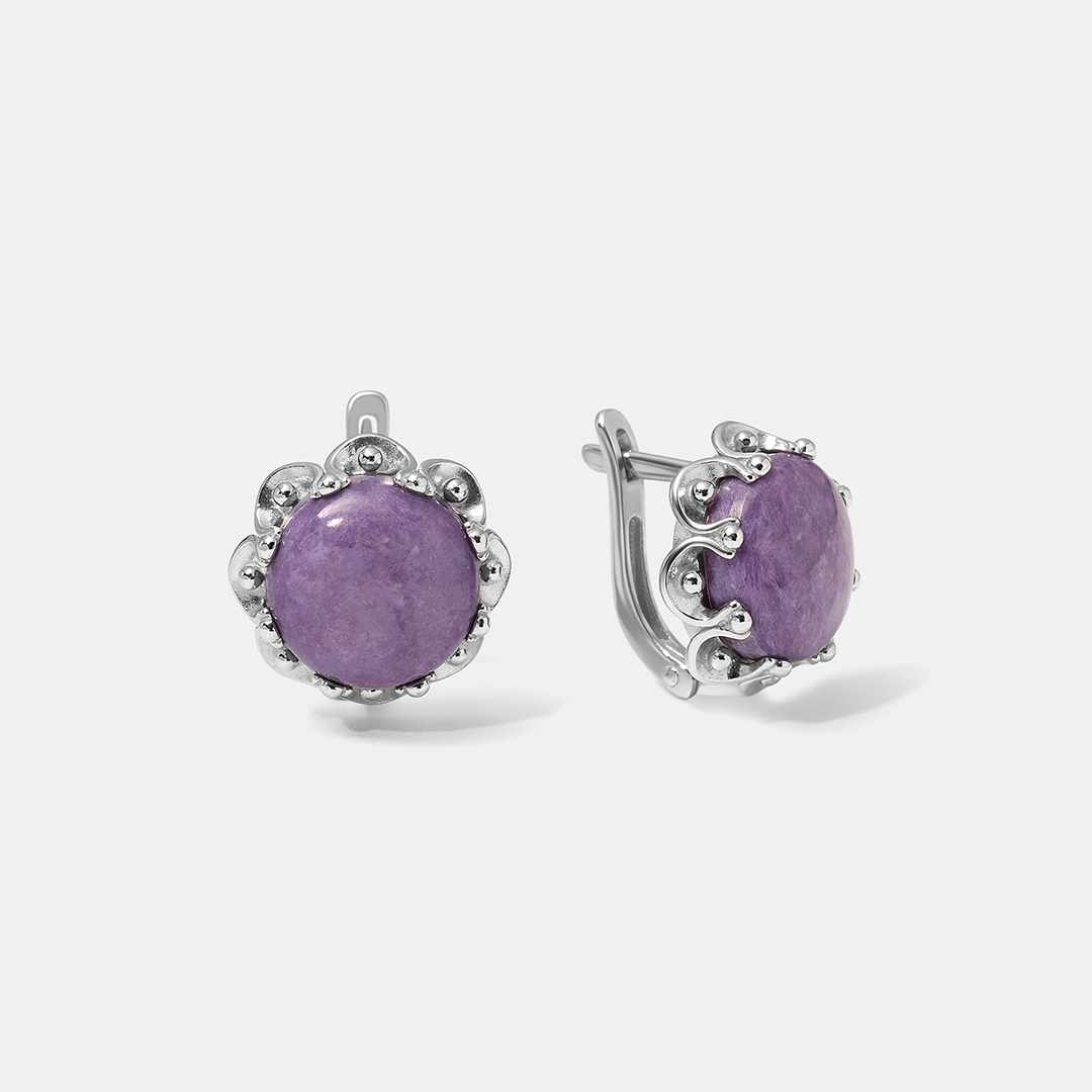 Серебряные серьги с чароитами