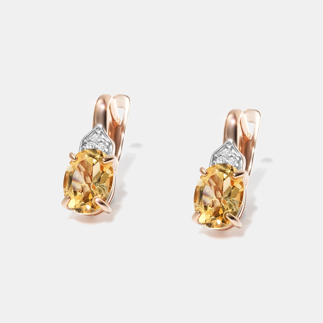 Серебряные серьги с цитринами