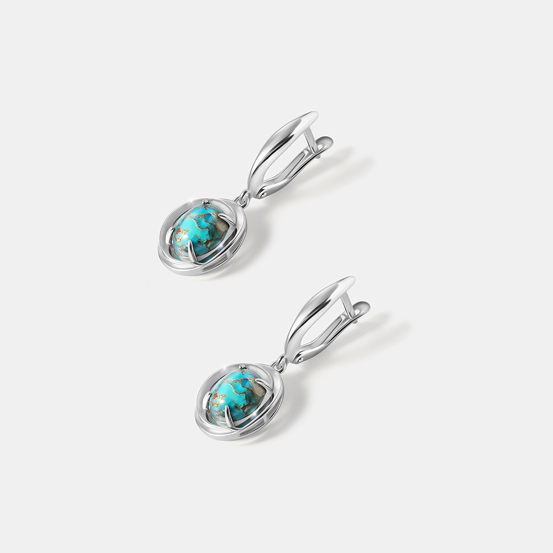 Серебряные серьги с бирюзой