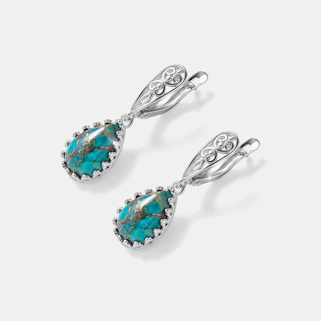Серебряные серьги с бирюзой