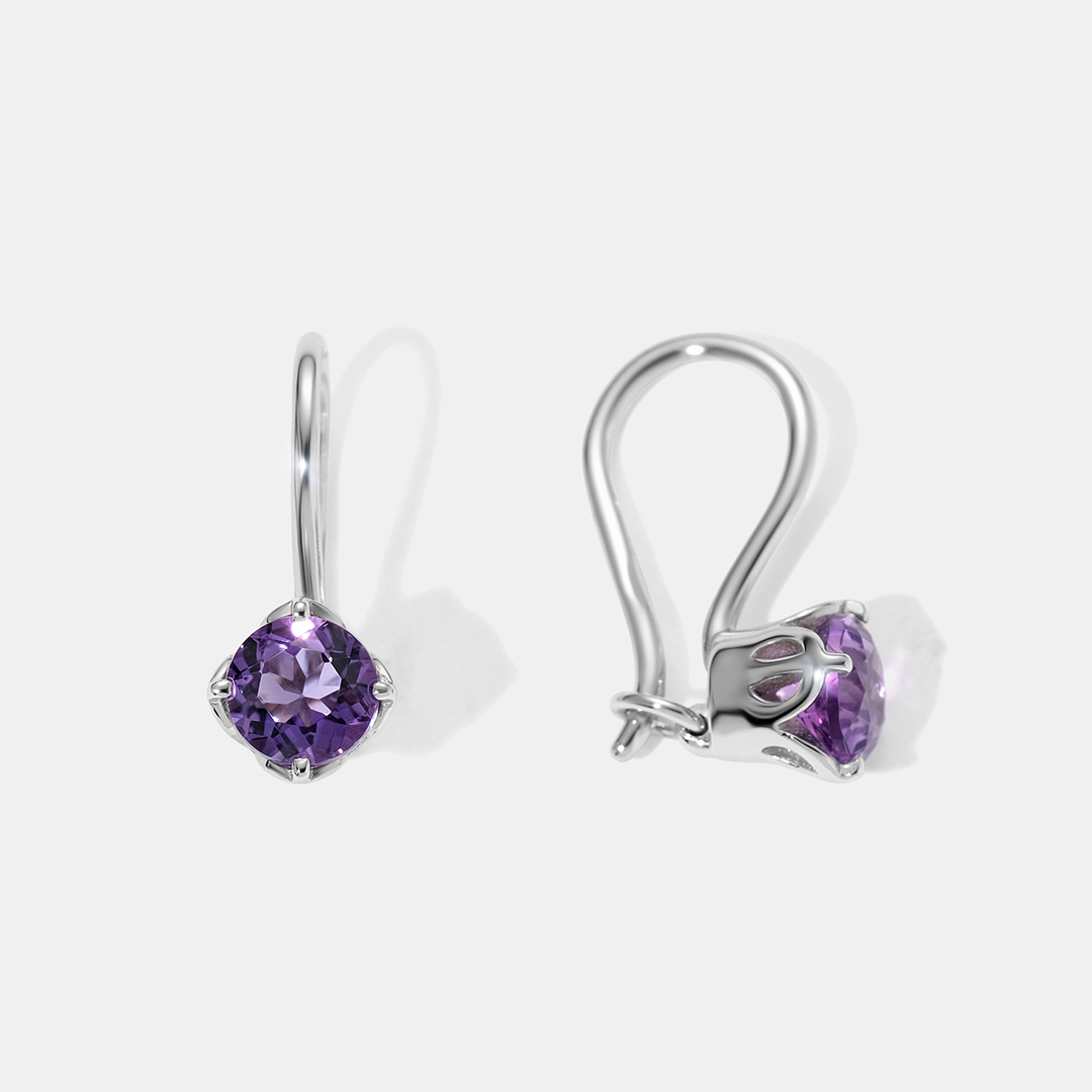 Серебряные серьги саметистами