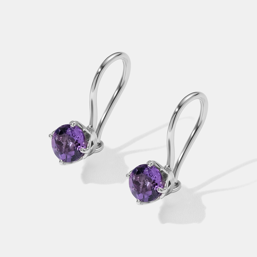 Серебряные серьги саметистами