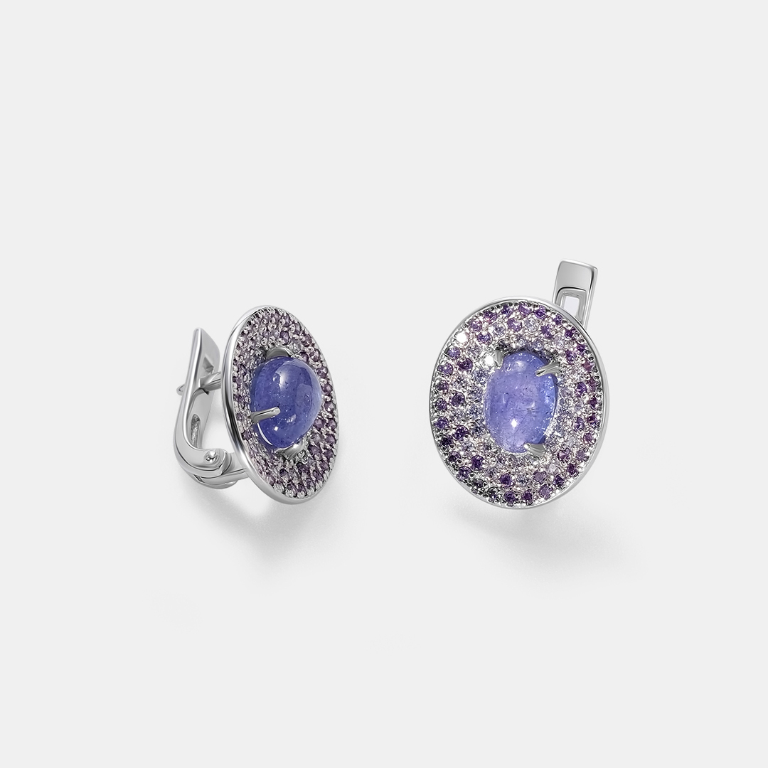 Серебряные серьги с танзанитами