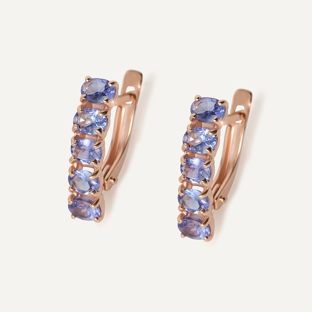 Серебряные серьги с танзанитами