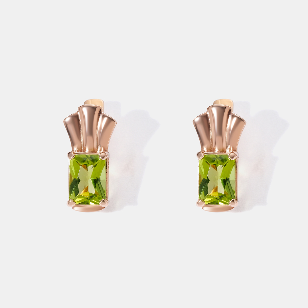Серебряные серьги с хризолитами