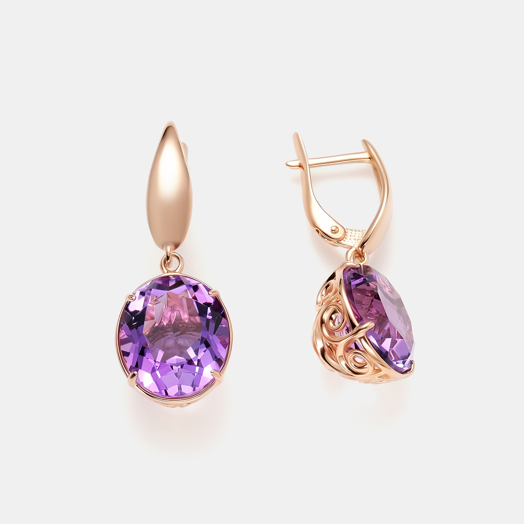 Серебряные серьги с аметистами