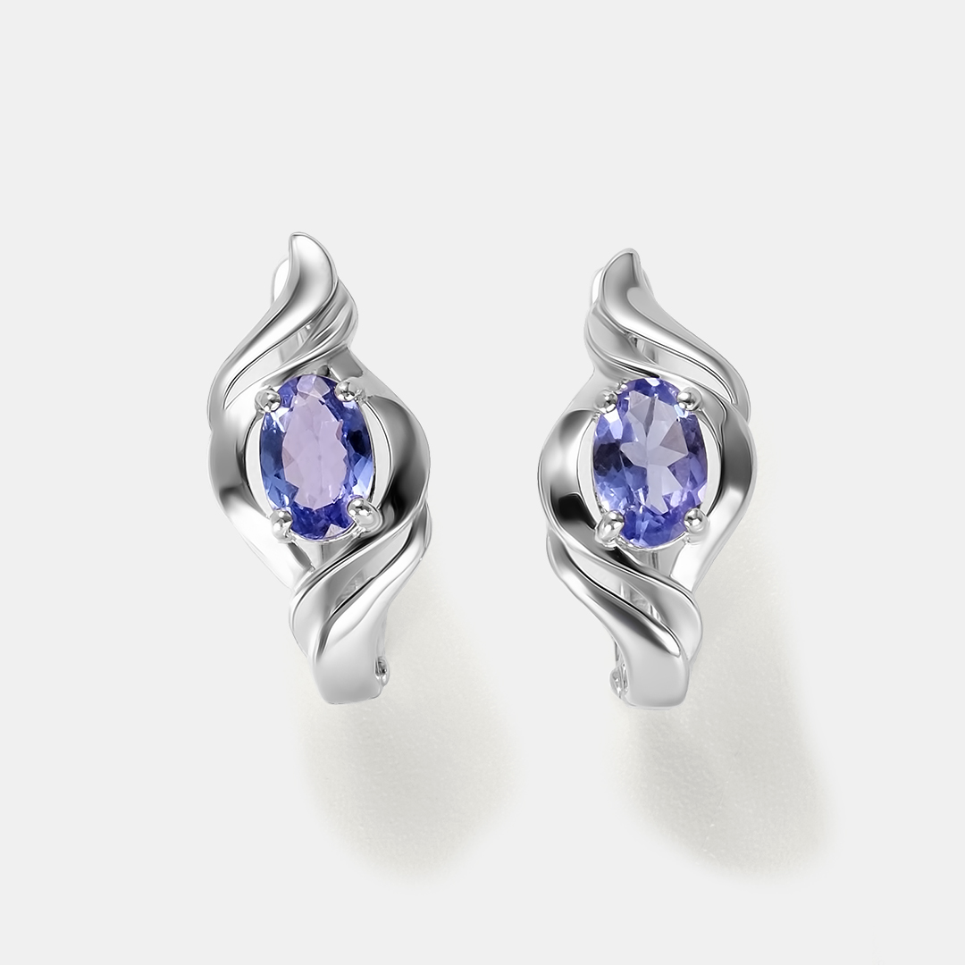 Серебряные серьги с танзанитами