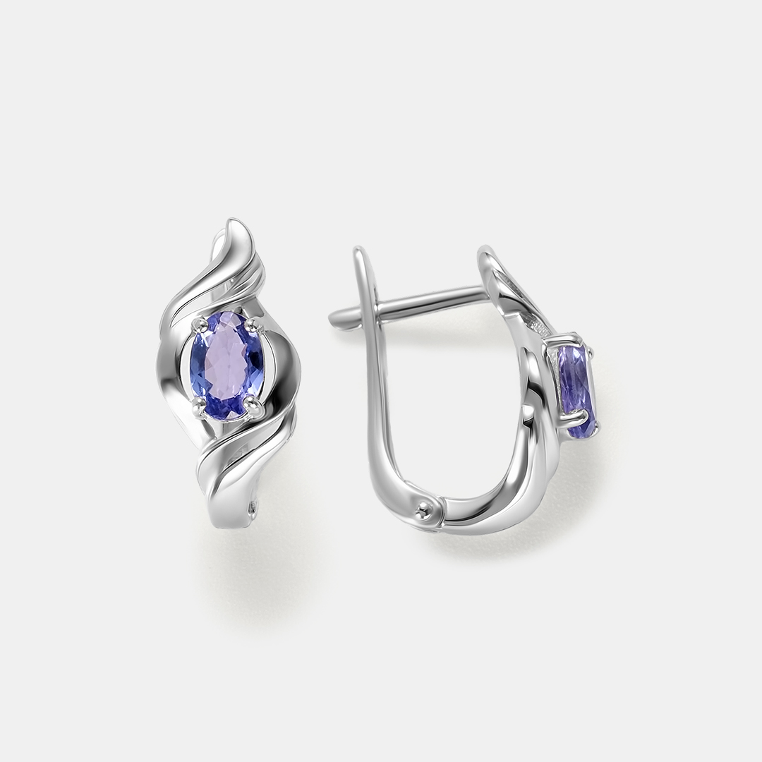Серебряные серьги с танзанитами