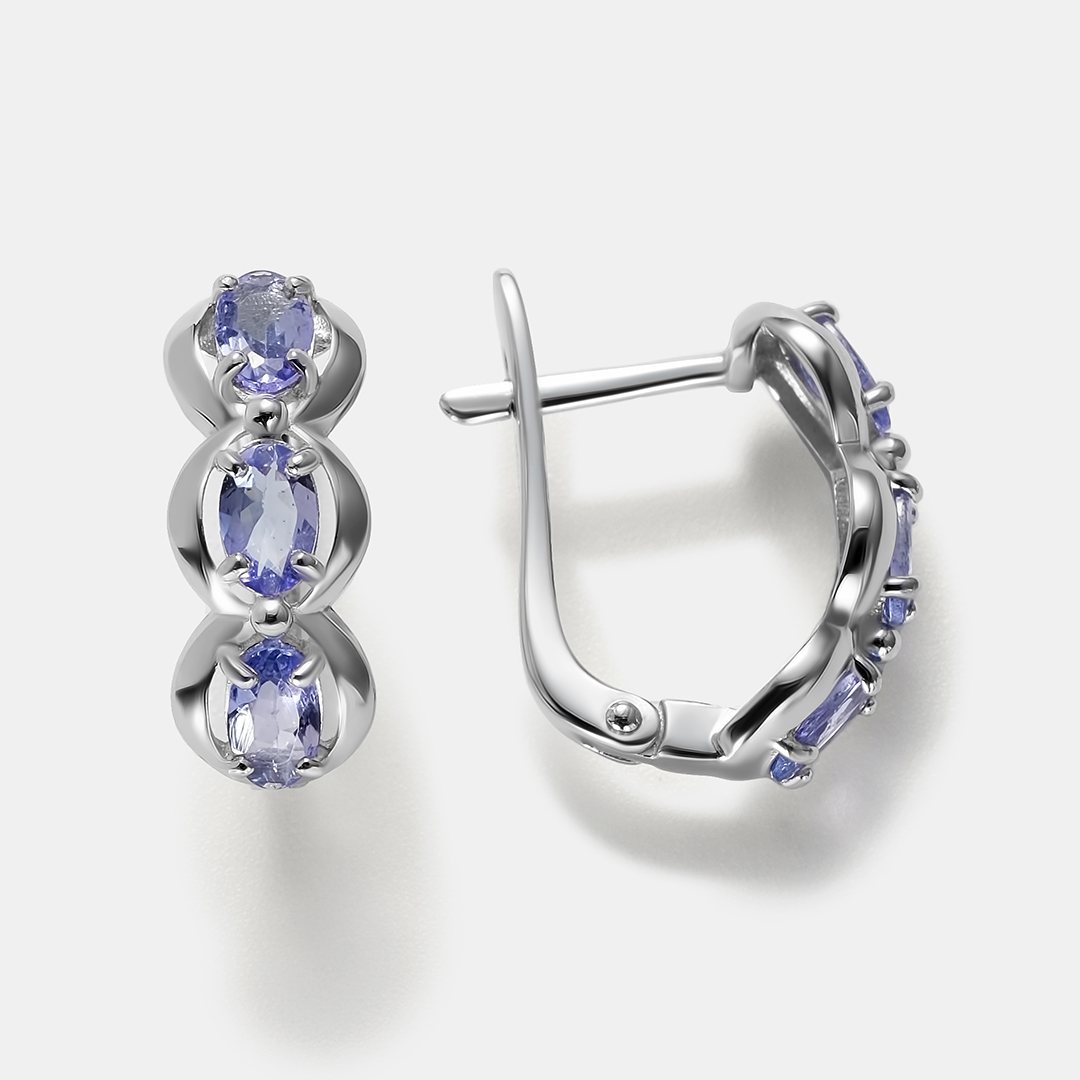 Серебряные серьги с танзанитами