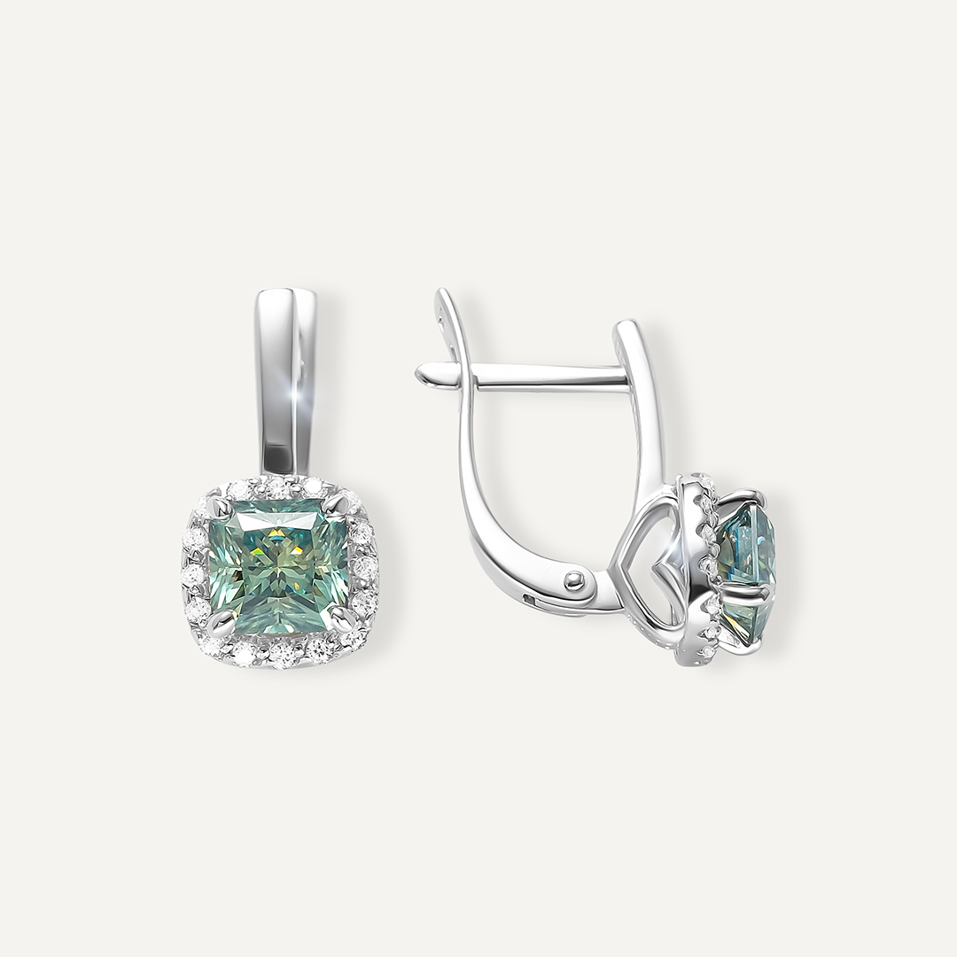 Серебряные серьги с муассанитами Параиба