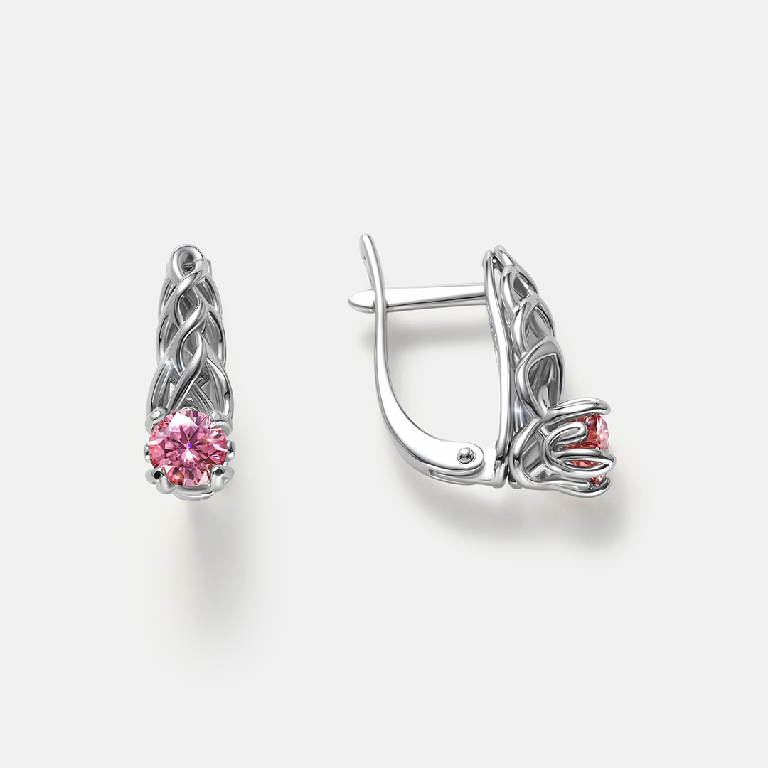 Серебряные серьги с розовыми муассанитами