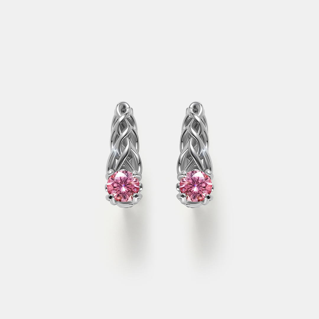 Серебряные серьги с розовыми муассанитами