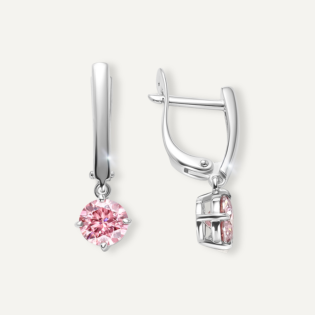 Серебряные серьги с розовыми муассанитами