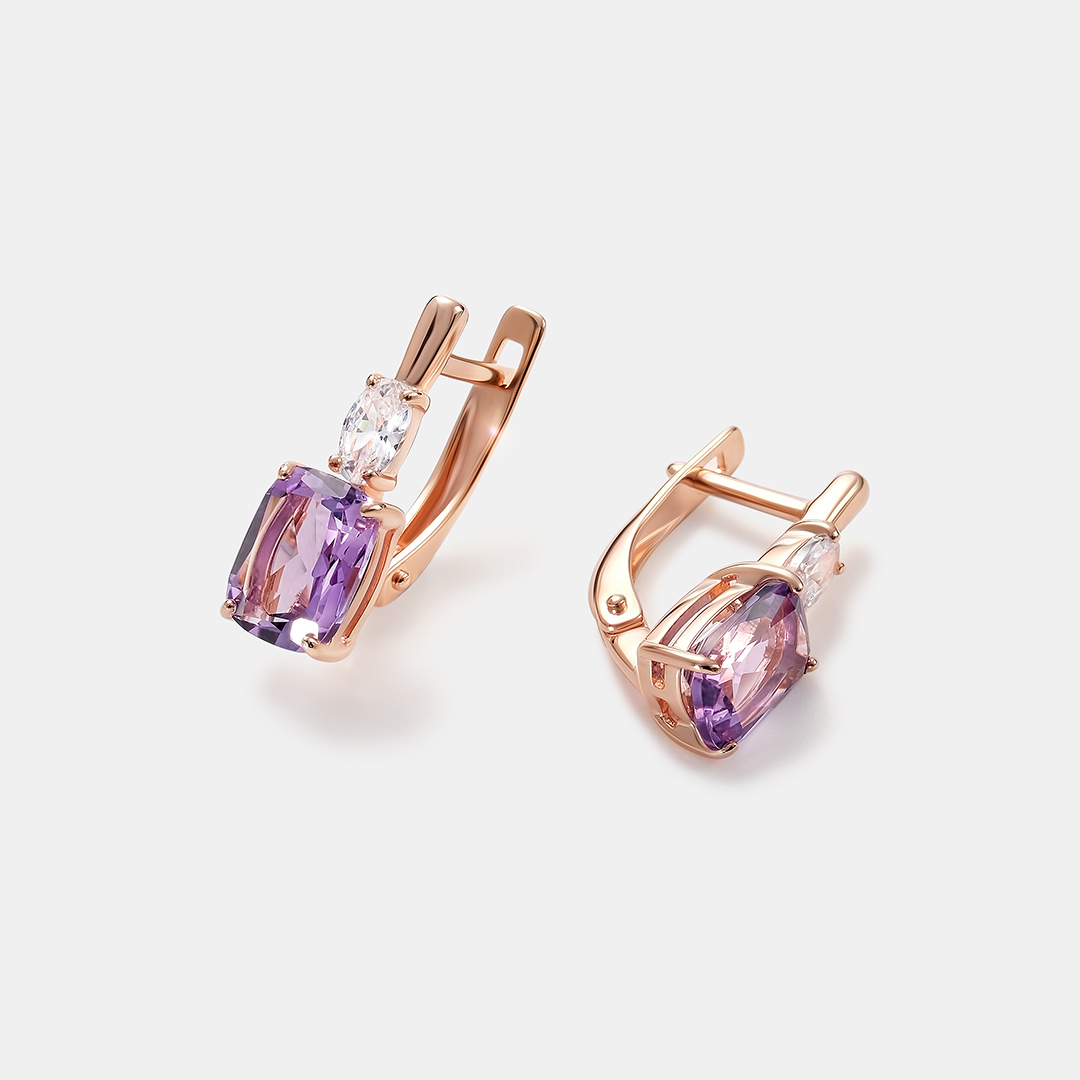 Серебряные серьги с аметистами