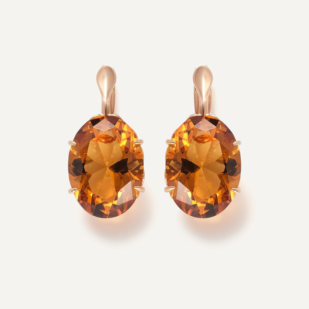 Серебряные серьги с цитринами