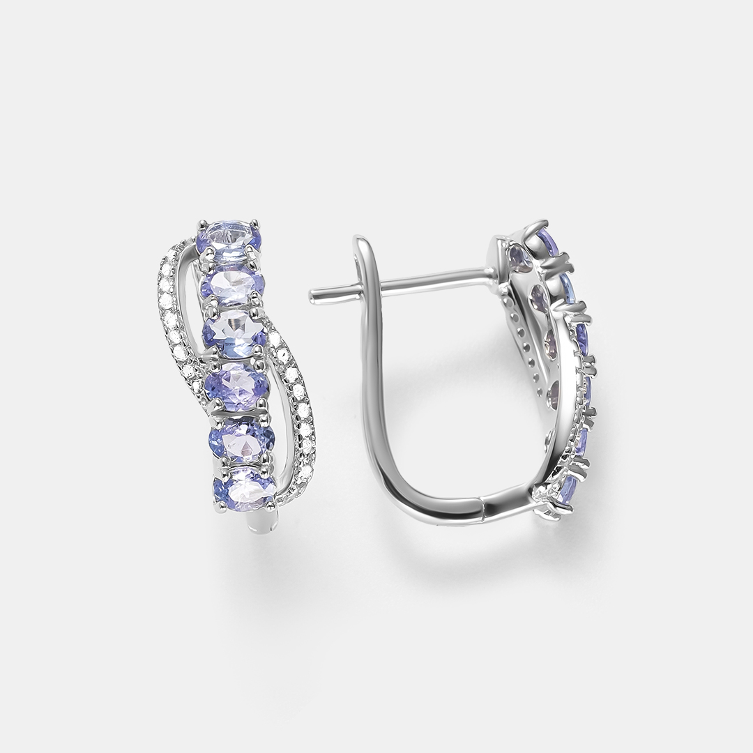 Серебряные серьги с танзанитами