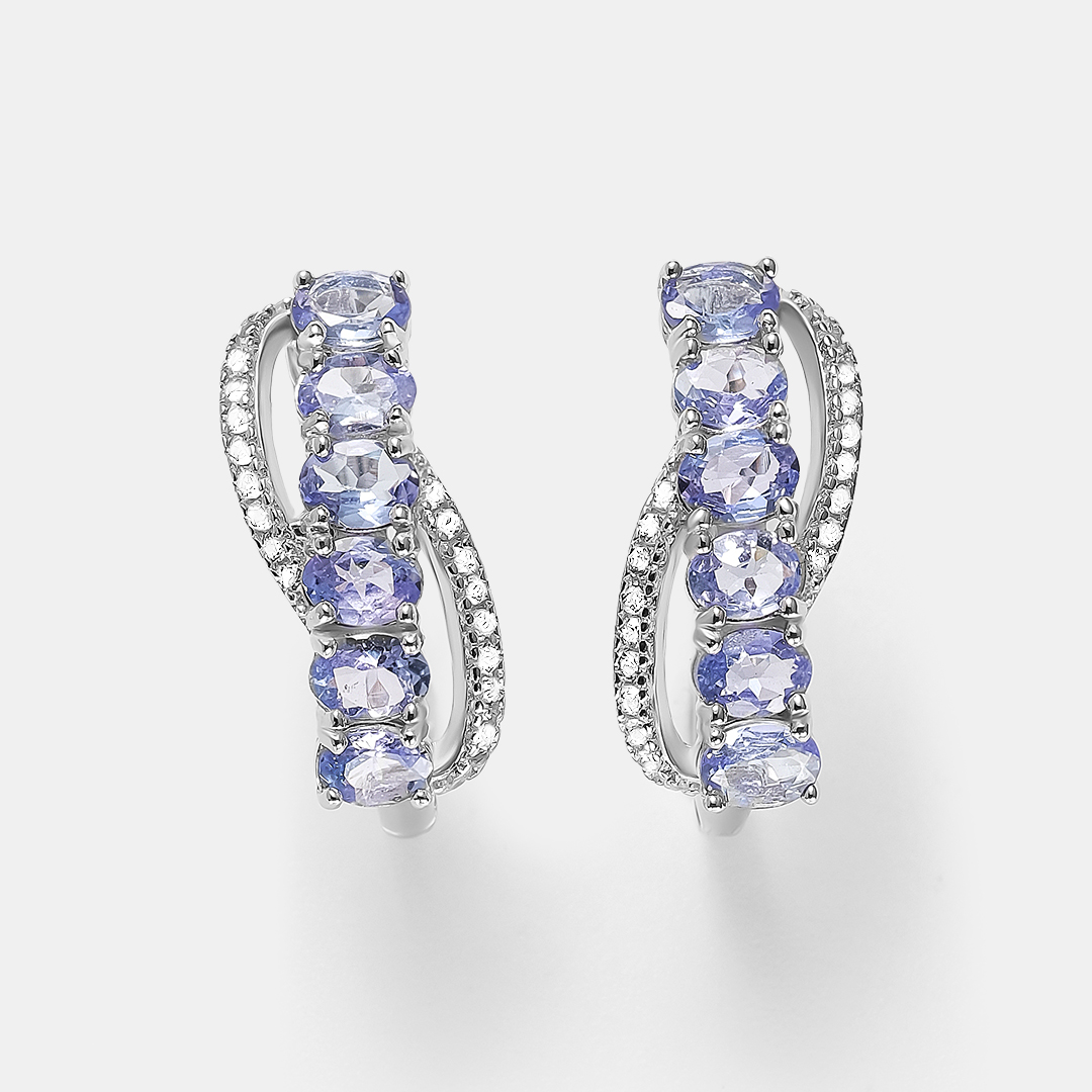 Серебряные серьги с танзанитами