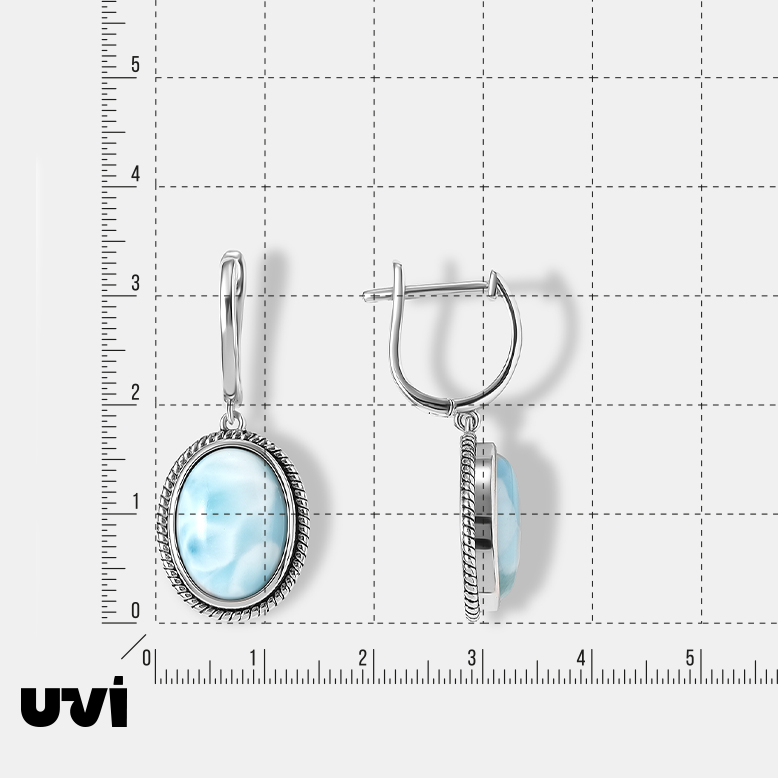 Серебряные серьги с ларимарами