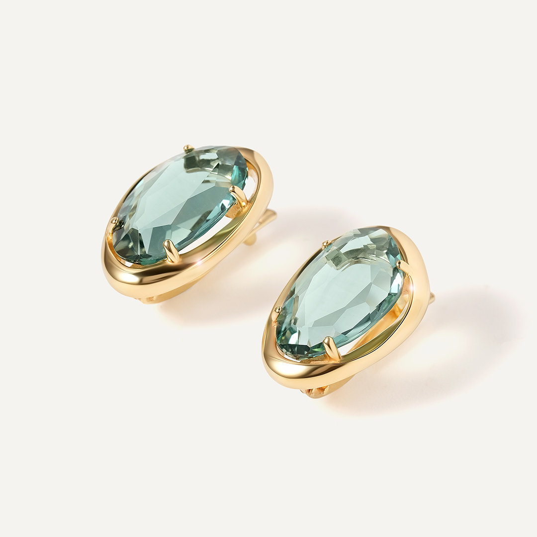 Серебряные серьги с празиолитами