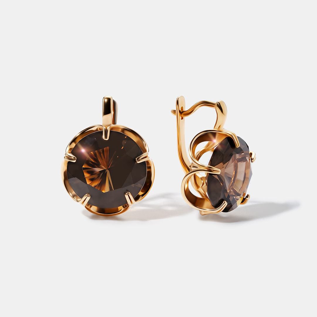 Серебряные серьги с раухтопазами