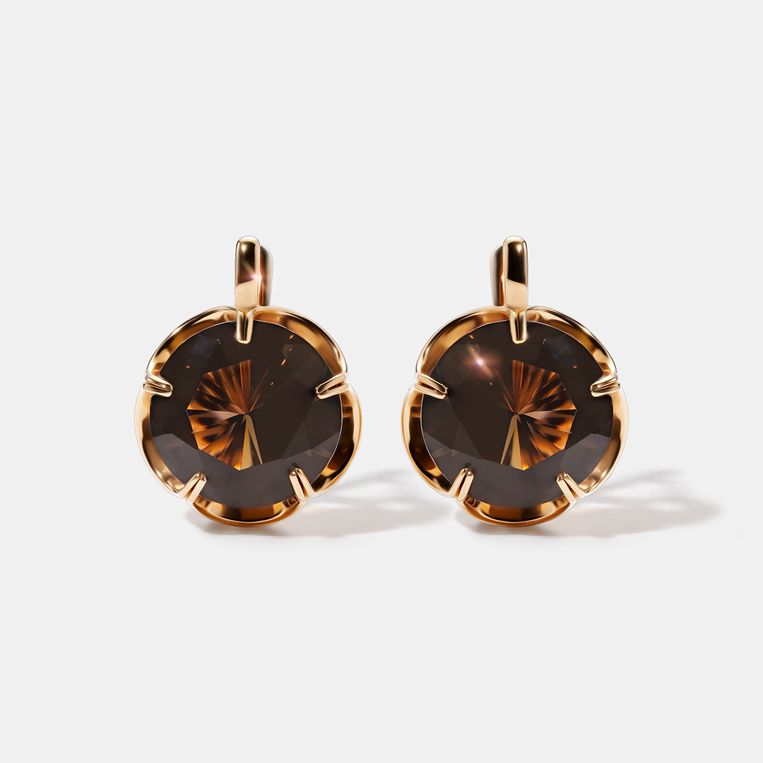 Серебряные серьги с раухтопазами