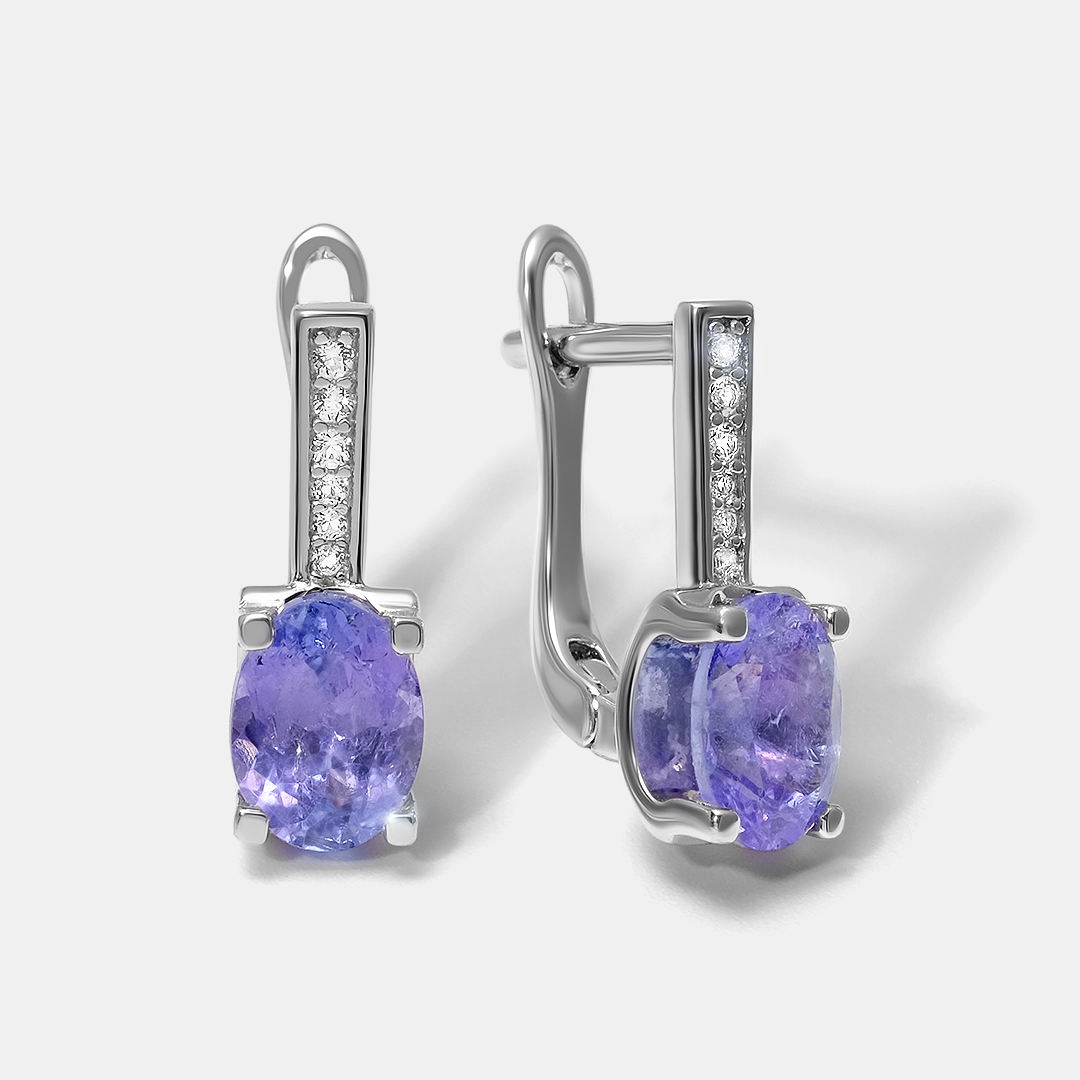 Серебряные серьги с танзанитами