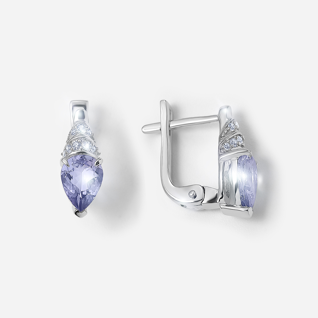 Серебряные серьги с танзанитами