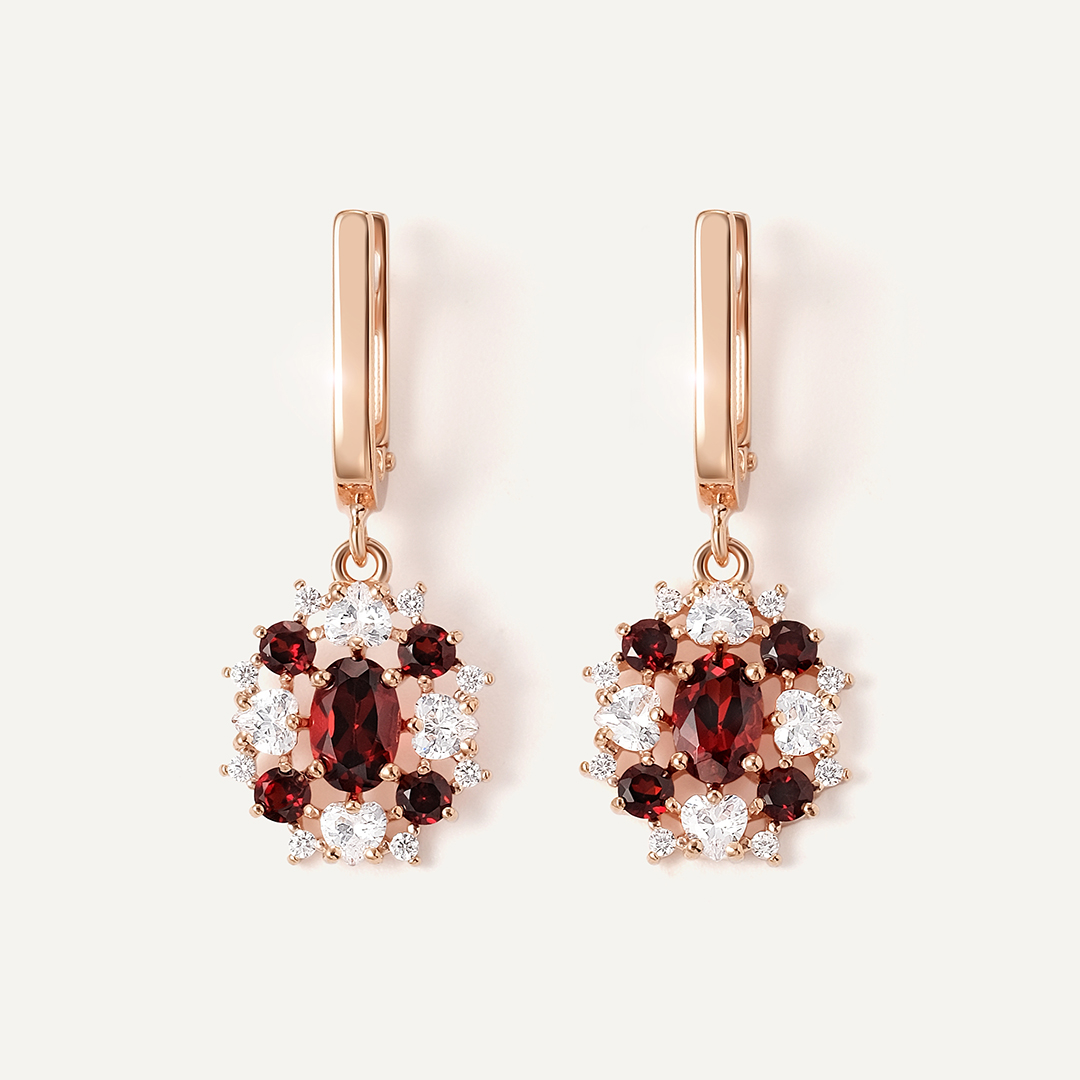 Серебряные серьги с гранатами