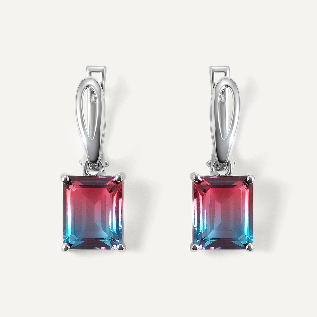 Серебряные серьги с кварцем