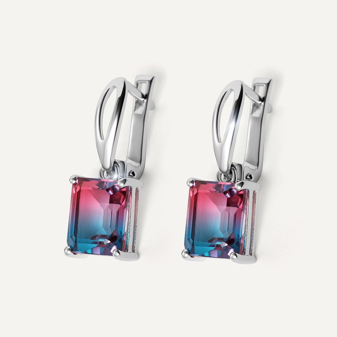 Серебряные серьги с кварцем