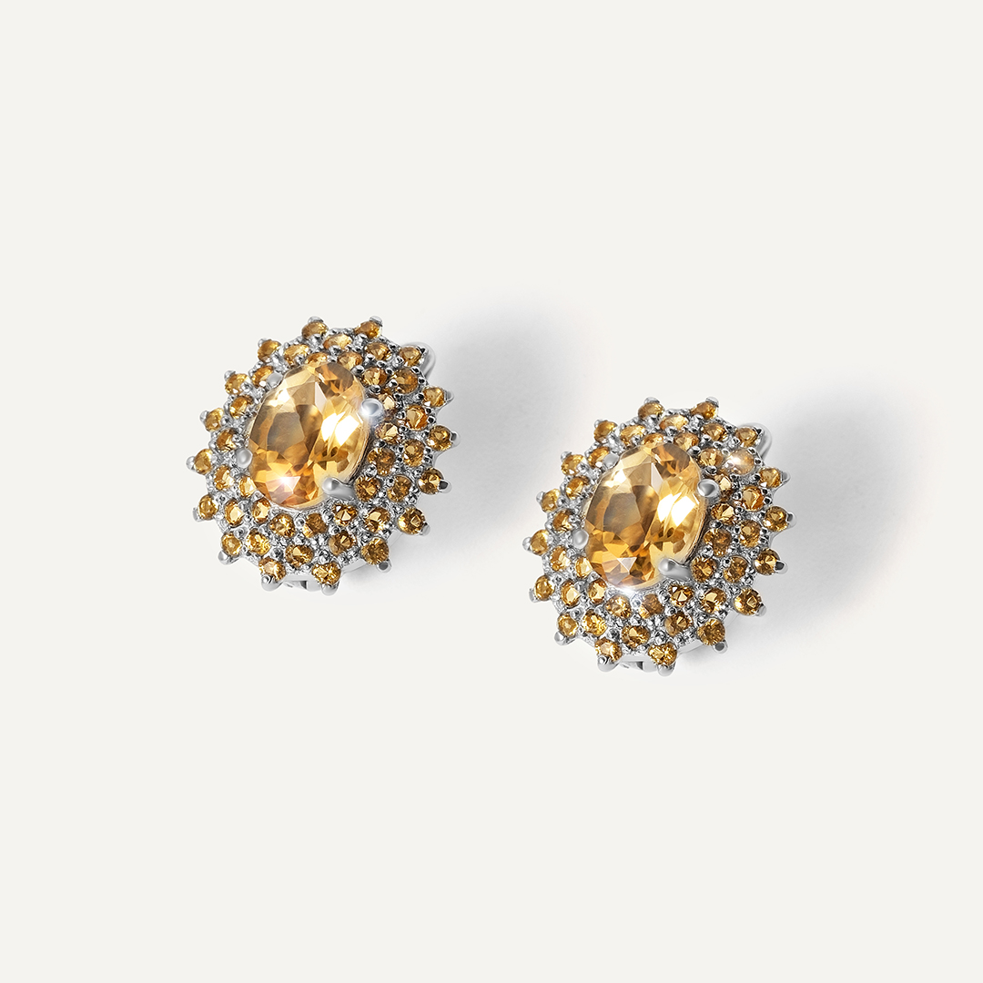 Серебряные серьги с цитринами